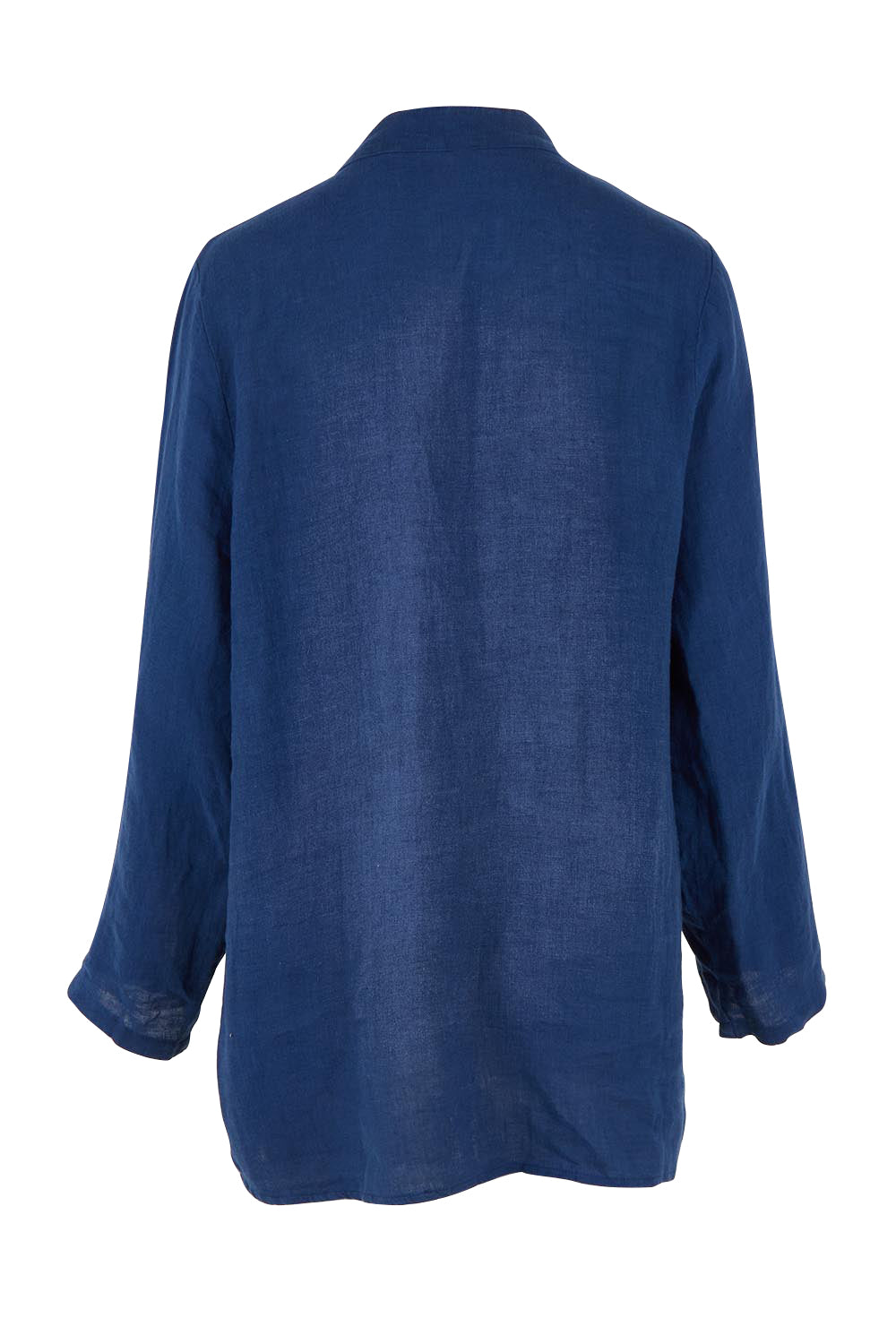Product shot of the Linen Extra Soft Relaxed Shirt in colour Navy (Blue), from the back