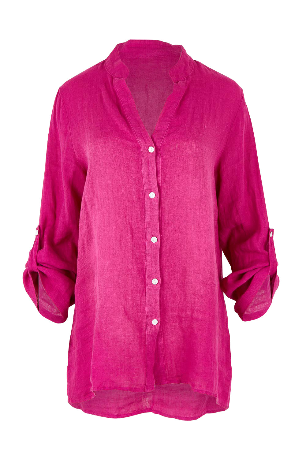Product shot of the Linen Extra Soft Relaxed Shirt in colour Pink (Pink), detail
