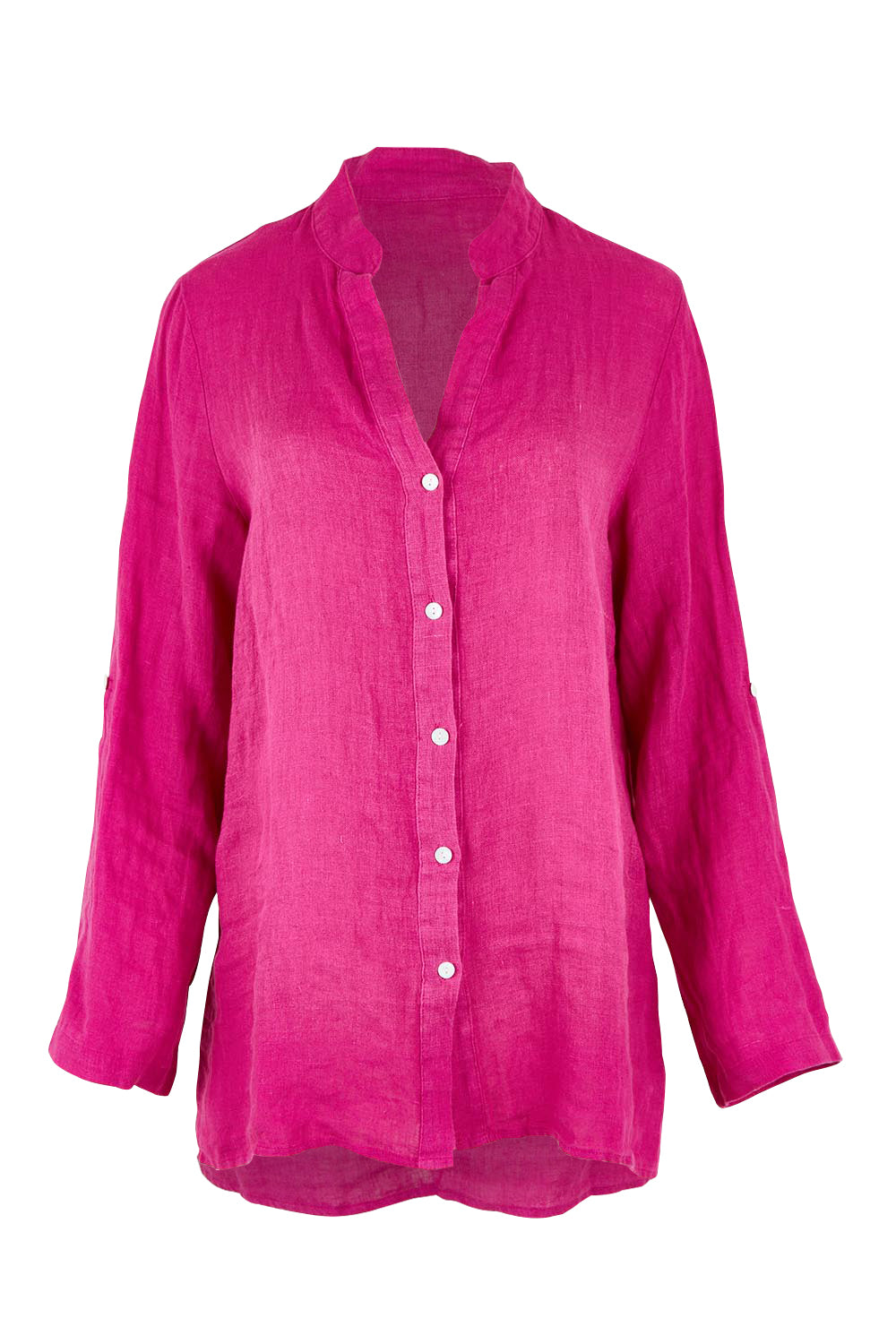 Product shot of the Linen Extra Soft Relaxed Shirt in colour Pink (Pink), from the front