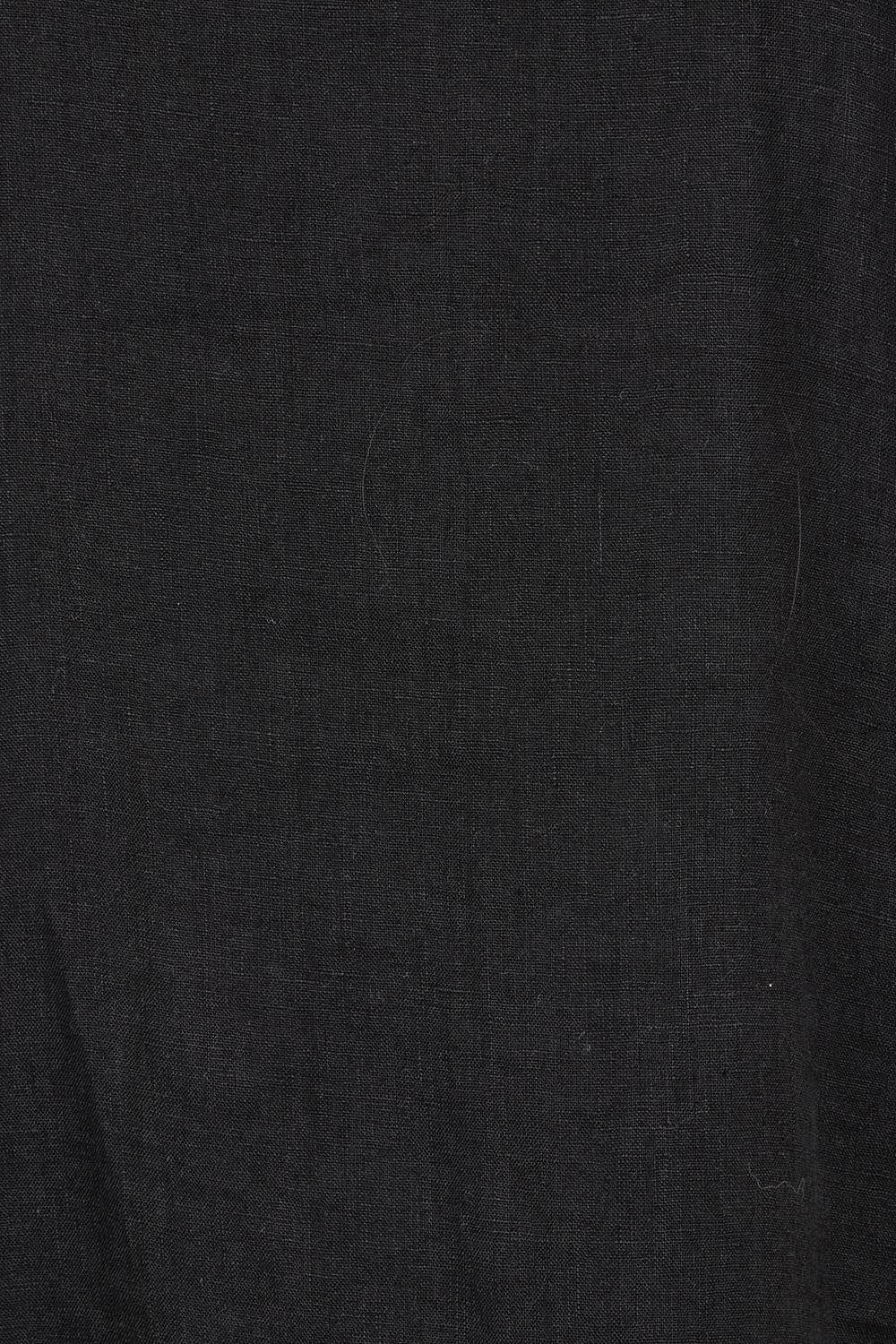 Product shot of the Linen V Neck Shift Dress in colour Black (Black), detail