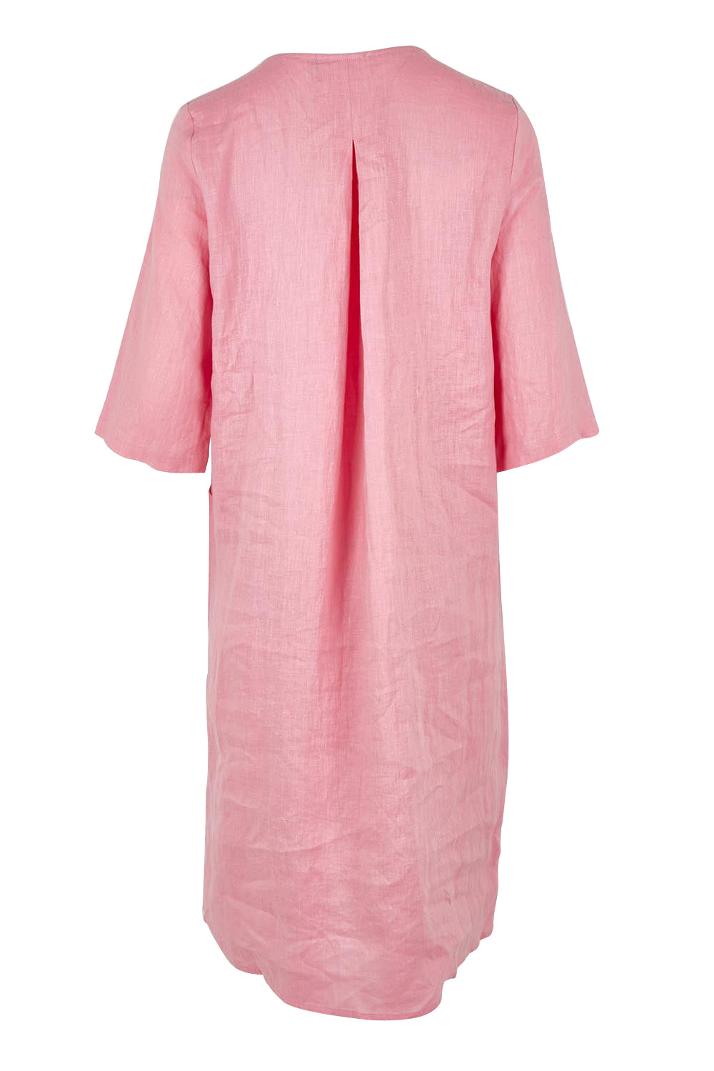 Product shot of the Linen Pocket Dress in colour Blush (Pink), from the back