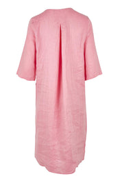 Product shot of the Linen Pocket Dress in colour Blush (Pink), from the back
