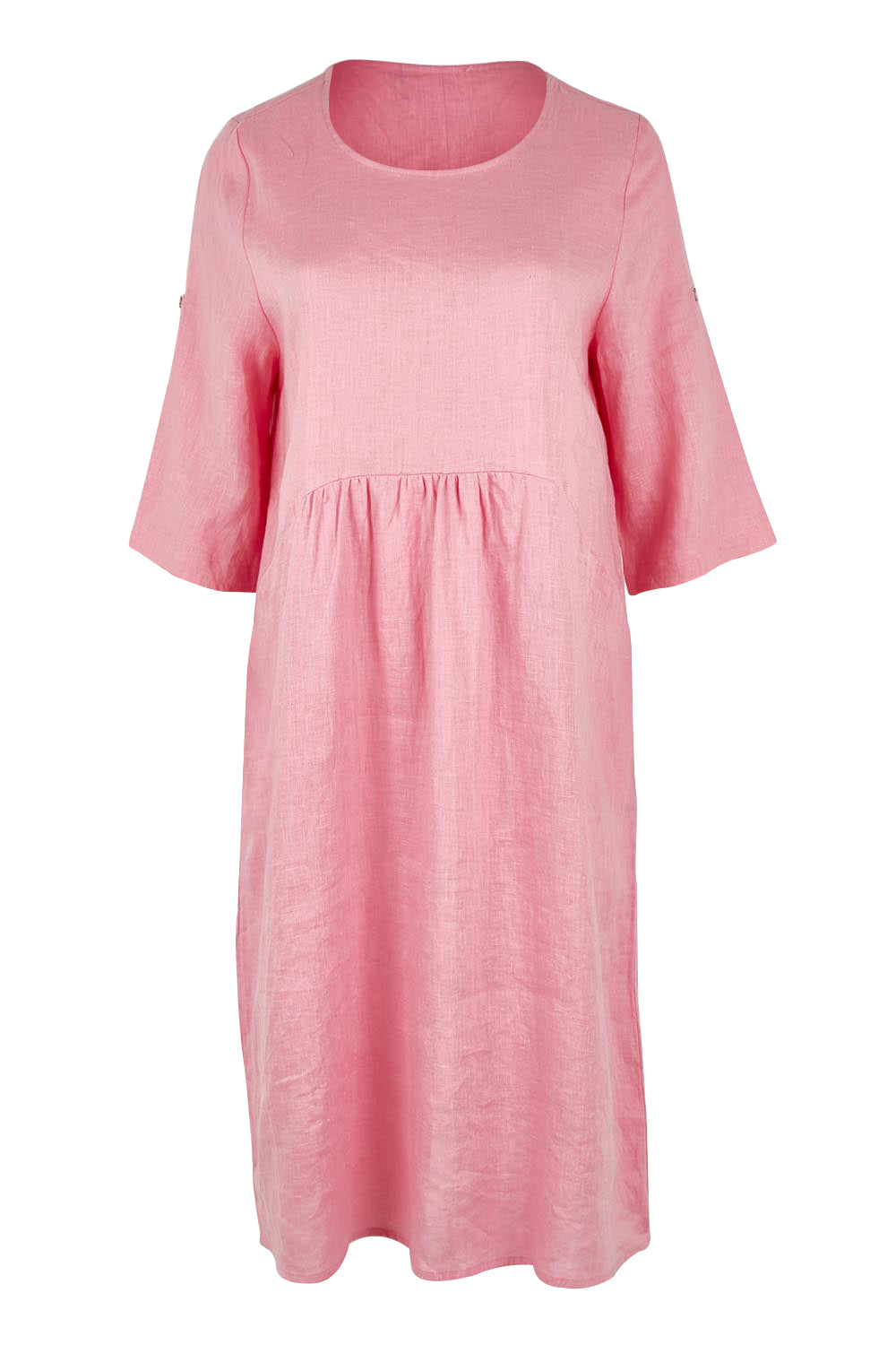 Product shot of the Linen Pocket Dress in colour Blush (Pink), from the front