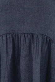 Product shot of the Linen Pocket Dress – Navy in colour Navy, showing detail