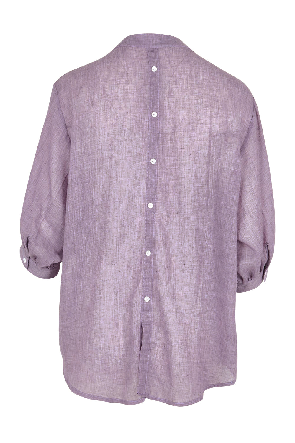 Product shot of the Cotton Button Down Blouse – Grape in colour Grape, from the back