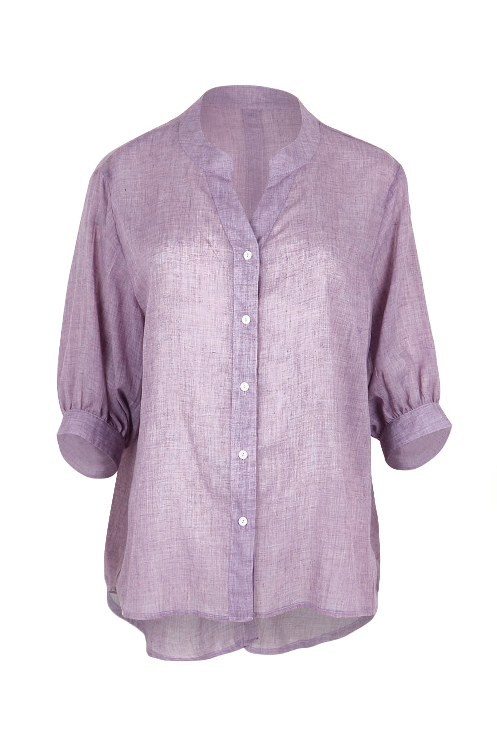 Product shot of the Cotton Button Down Blouse – Grape in colour Grape, from the front