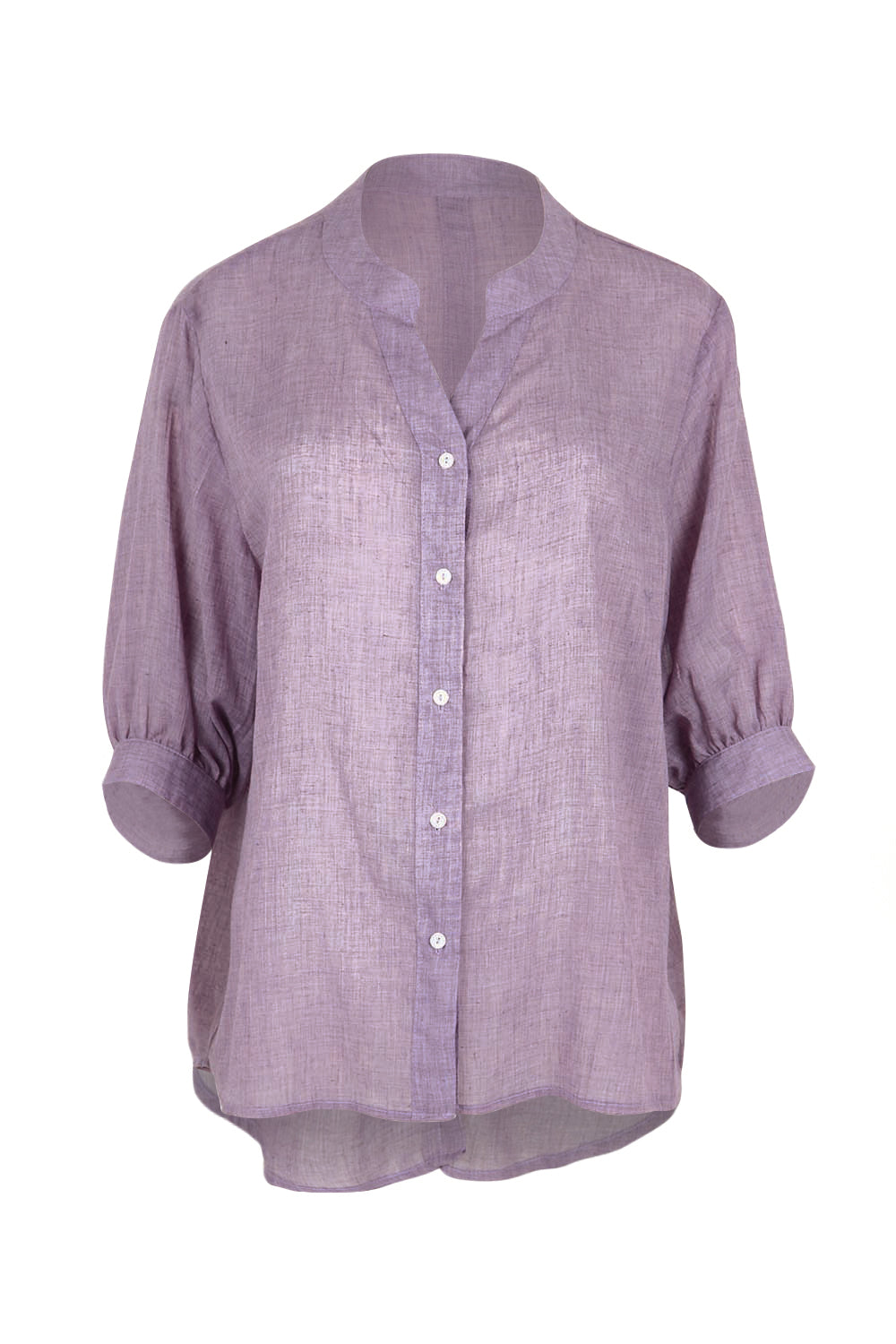 Product shot of the Cotton Button Down Blouse – Grape in colour Grape, from the front