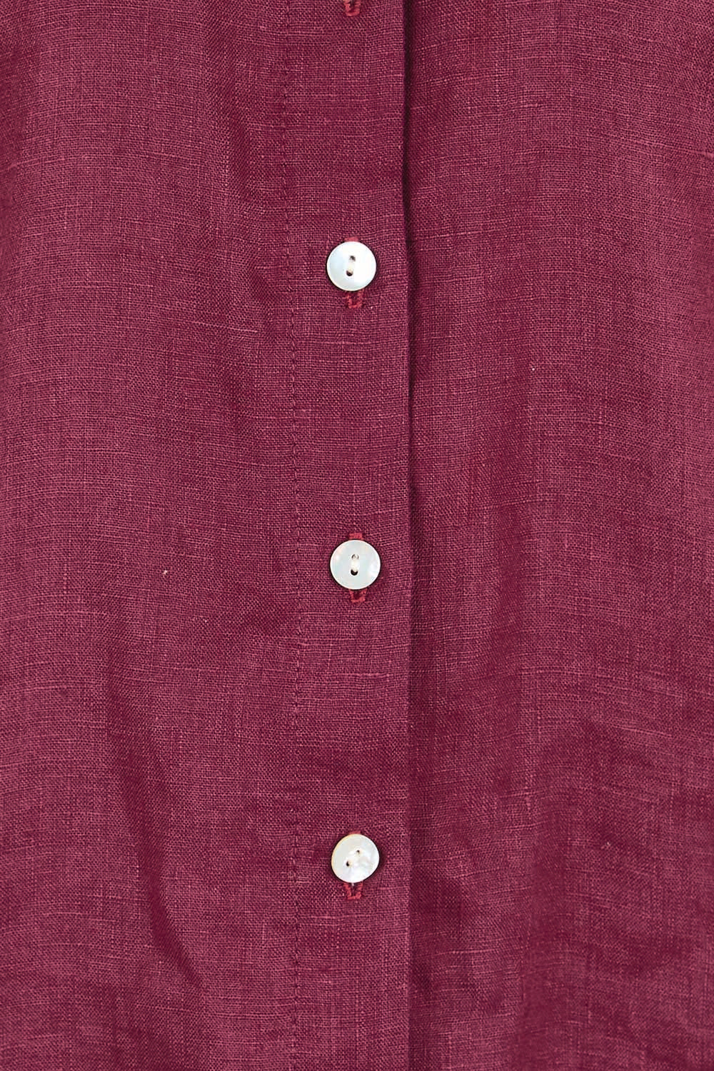 Product shot of the Linen Pleated Sleeve Shirt – Plum in colour Plum, showing detail