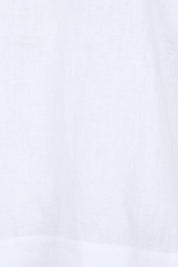 Product shot of the Linen V Neck Tank – White in colour White, showing detail