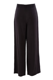 Product shot of the Tailored Linen Blend Wide Leg Pant in colour Midnight (Black), from the back