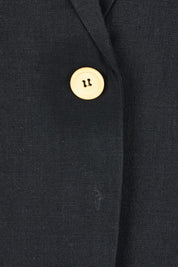 Product shot of the Cotton Linen Blazer in colour Black (Black), detail