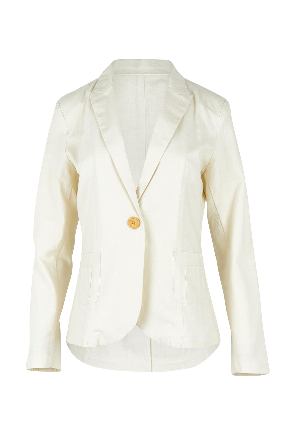 Product shot of the Cotton Linen Blazer in colour Cream, from the front