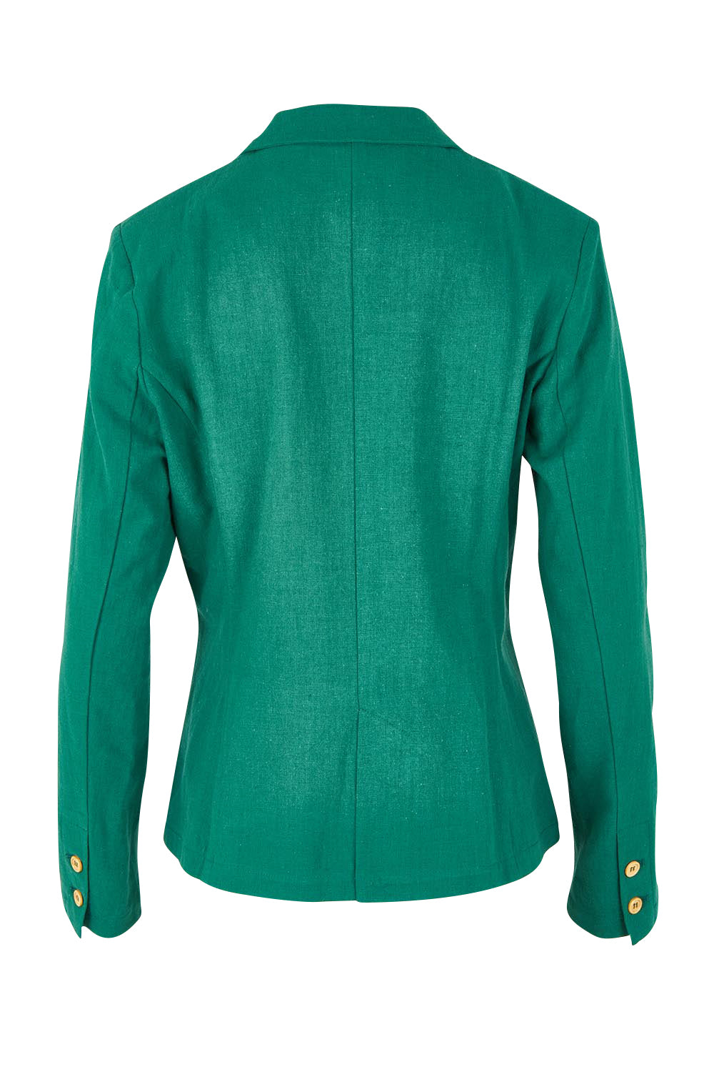 Product shot of the Cotton Linen Blazer in colour Green (Green), from the back
