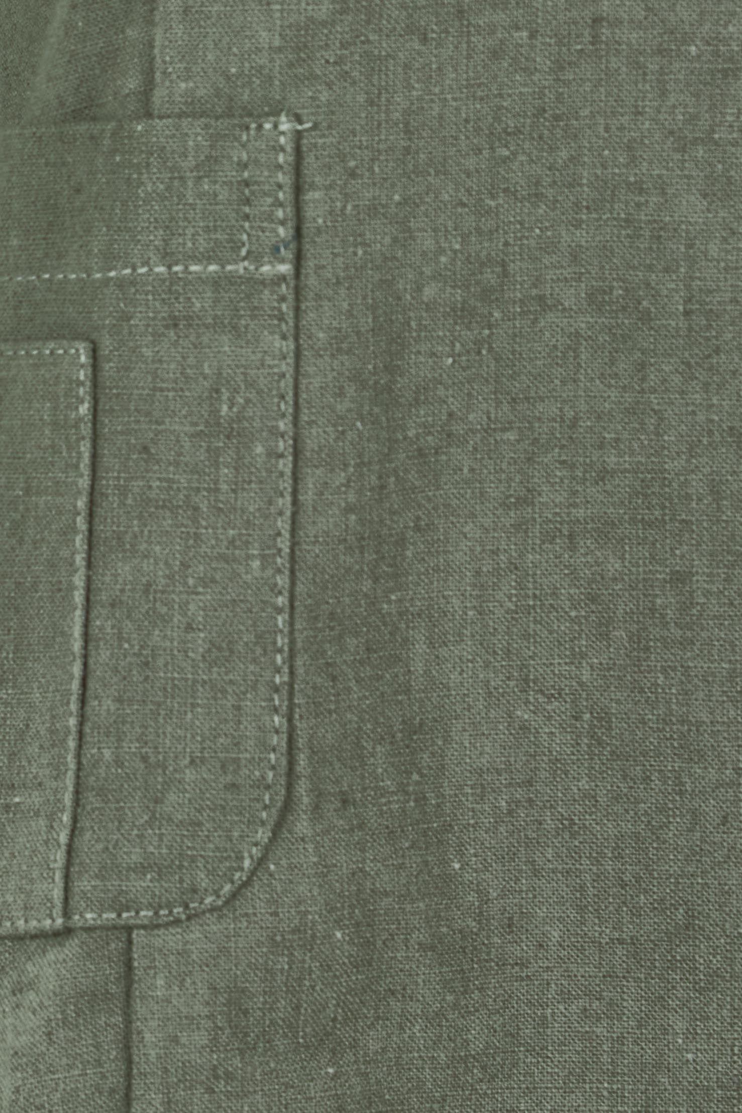 Product shot of the Cotton Linen Blazer in colour Khaki (Green), detail