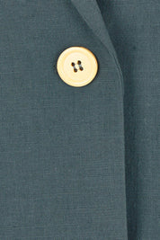 Product shot of the Cotton Linen Blazer in colour Lagoon (Green), detail