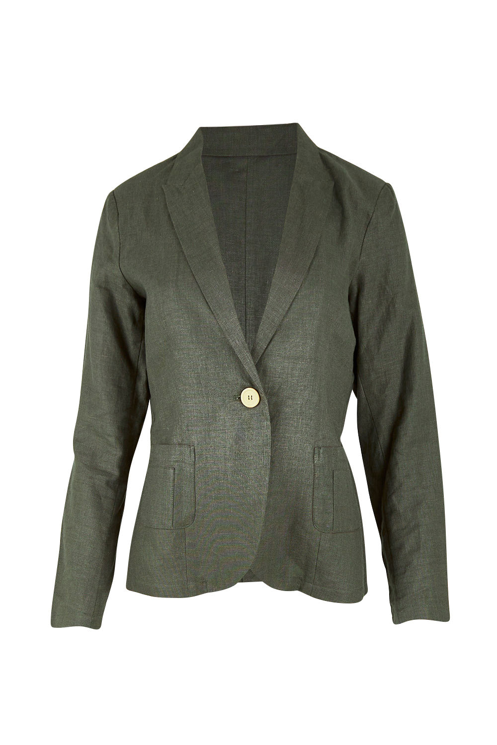 Preloved Cotton Linen Blazer - Olive