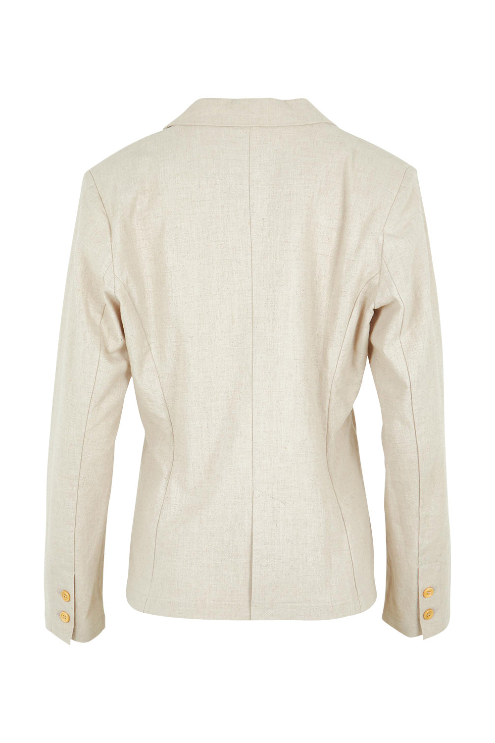 Product shot of the Cotton Linen Blazer in colour Sand, from the back