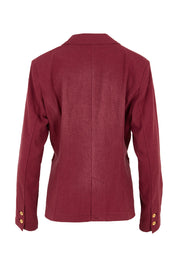 Product shot of the Cotton Linen Blazer in colour Wine (Red), from the back