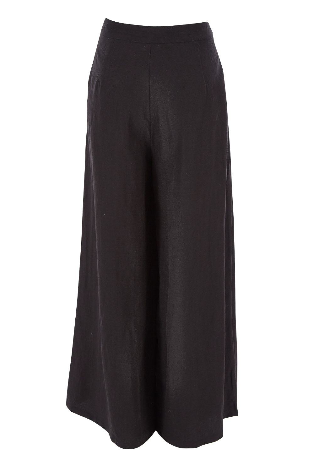Product shot of the Linen Blend Crossover Pants in colour Ebony (Black), from the back