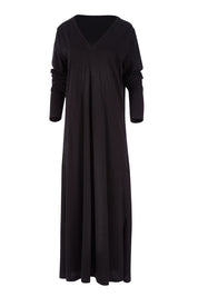 Product shot of the Cotton Stretch Maxi Dress in colour Moonless (Black), from the front