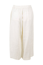Product shot of the Linen Drawstring Pants in colour White (White), from the back