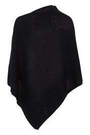 Product shot of the Cotton Cashmere Wool Poncho in colour Black (Black), from the back