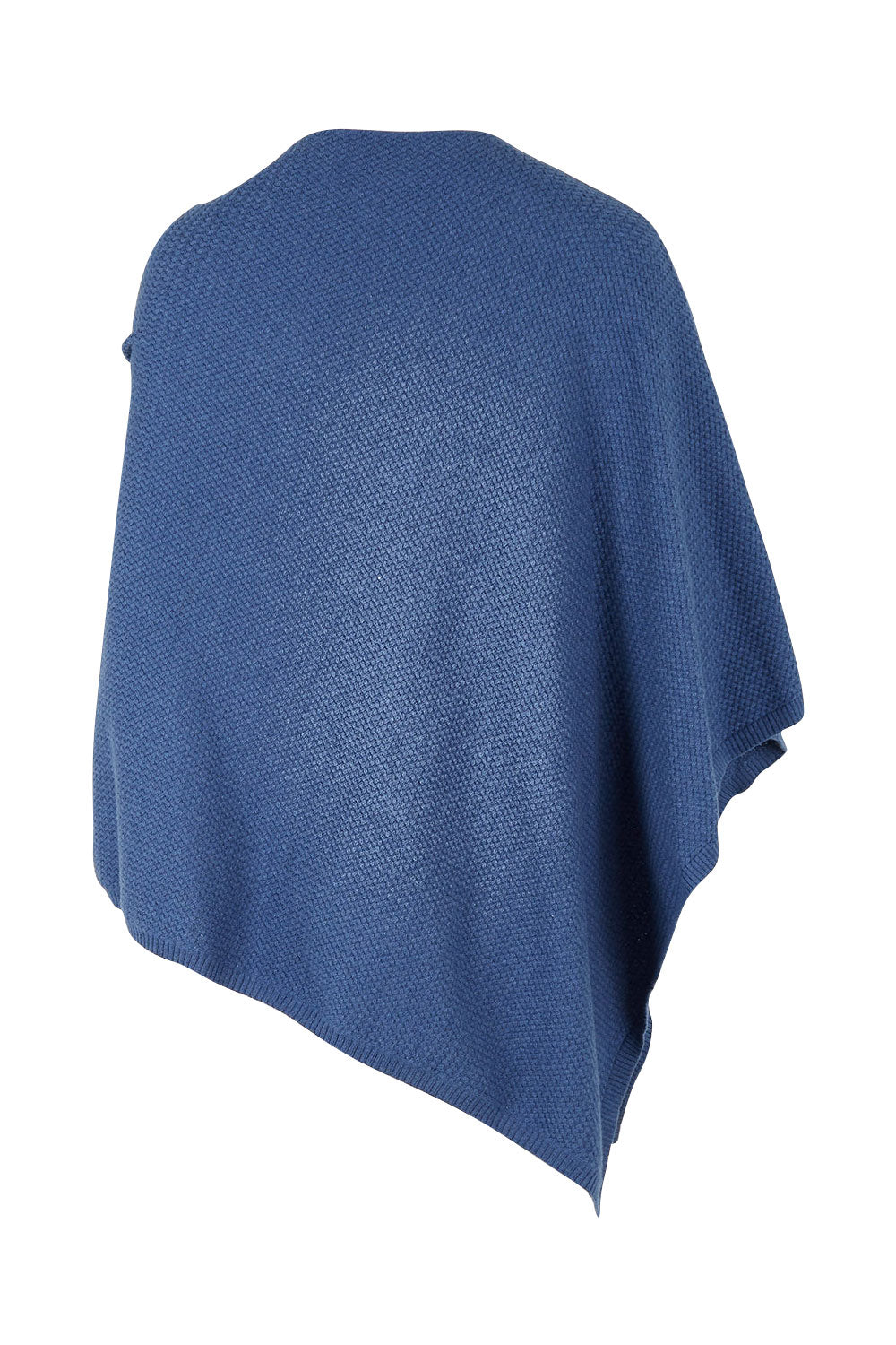 Product shot of the Cotton Cashmere Wool Poncho in colour Blue (Blue), from the back
