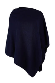 Preloved Cotton Cashmere Wool Poncho - Navy