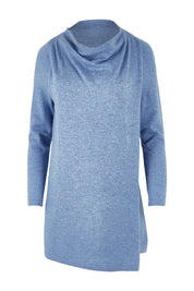 Product shot of the Wool Cashmere Crossover Tunic in colour Bluemarl (Blue), from the front