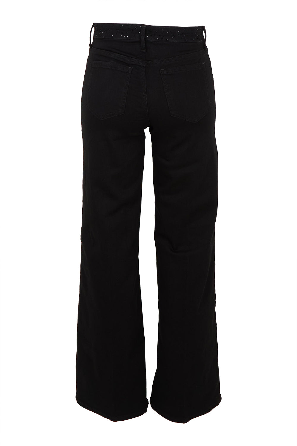 Product shot of the Teresa Wide Leg Jean in colour Blkrinse (Black), from the back