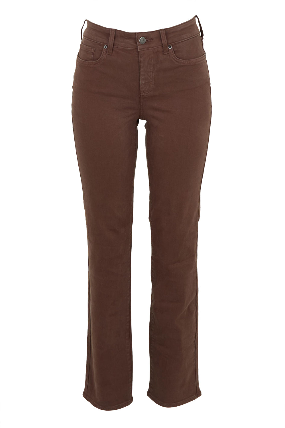 Product shot of the Marilyn Straight Jean in colour Coffeebean, from the front
