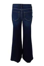 Product shot of the Mia Palazzo Pant in colour Northbridg (Blue), from the back
