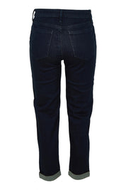Product shot of the Margot Girlfriend Jean in colour Midnight (Blue), from the back