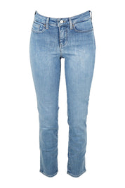 Product shot of the Sheri Slim Jean in colour Haley (Blue), from the front