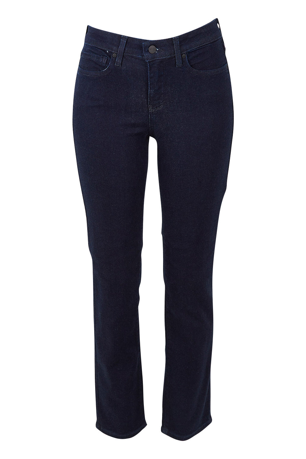 Product shot of the Sheri Slim Jean in colour Rinse (Blue), from the front