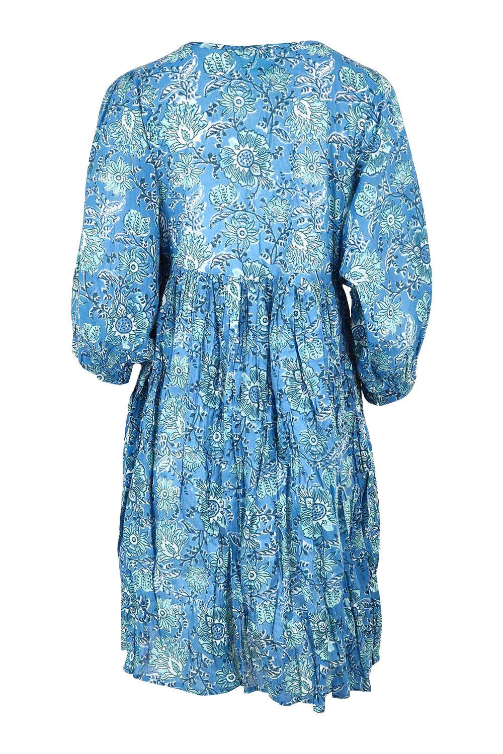 Preloved Frida Cotton Boho Dress - Blue