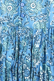 Preloved Frida Cotton Boho Dress - Blue
