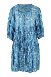 Preloved Frida Cotton Boho Dress - Blue