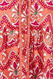 Product shot of the Border Cotton Dress in colour Gujrat, detail