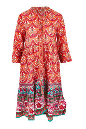 Product shot of the Border Cotton Dress in colour Gujrat, from the front