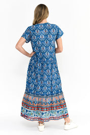 Model Genericm wearing size sample of the Zola Cotton Maxi Dress - Gujrat in colour Gujrat, from the front