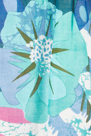 Product shot of the Hannah Short Sleeve Boho Dress in colour Print1 (Blue), detail