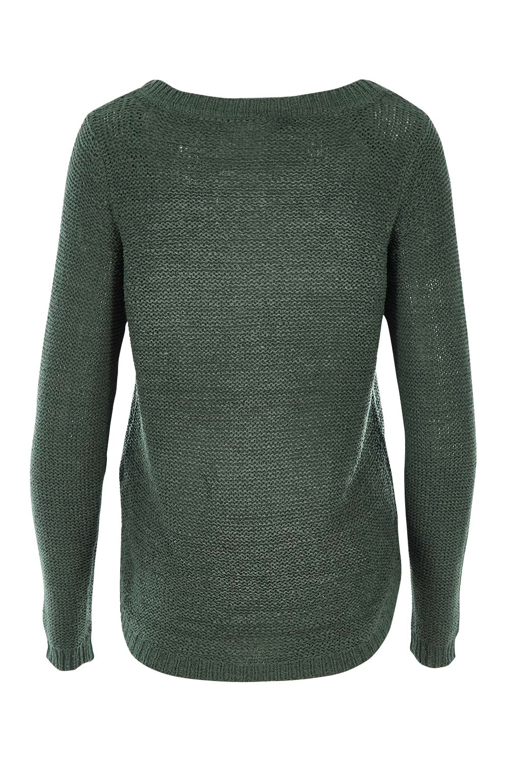 Product shot of the Geena Xo L/s Pullover Knit in colour BalsamGree (Green), from the back