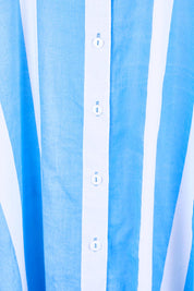 Product shot of the Long Buttonthrough Dress – Blue in colour Blue, showing detail
