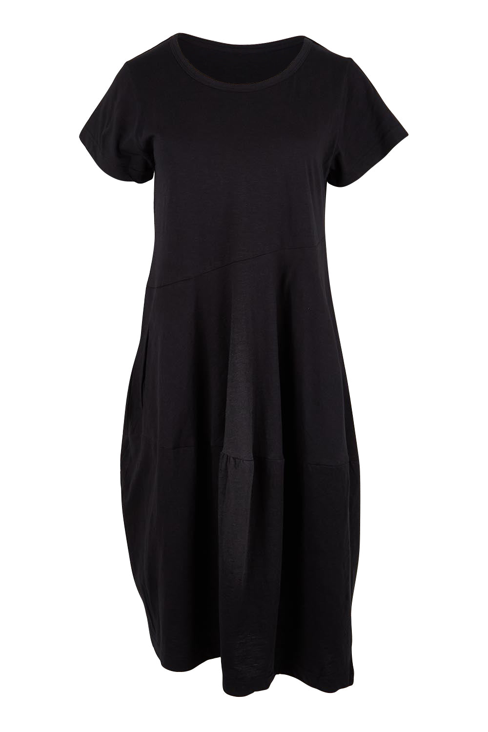 Product shot of the Essentials Bubble Cotton Knit Dress - Black in colour Black, from the front