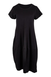 Product shot of the Essentials Bubble Cotton Knit Dress - Black in colour Black, from the front