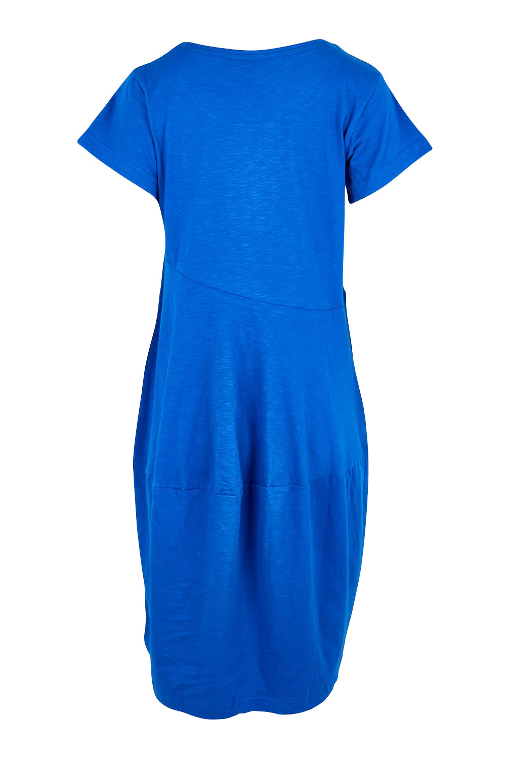 Product shot of the Essentials Bubble Cotton Knit Dress - Blue in colour Blue, from the back