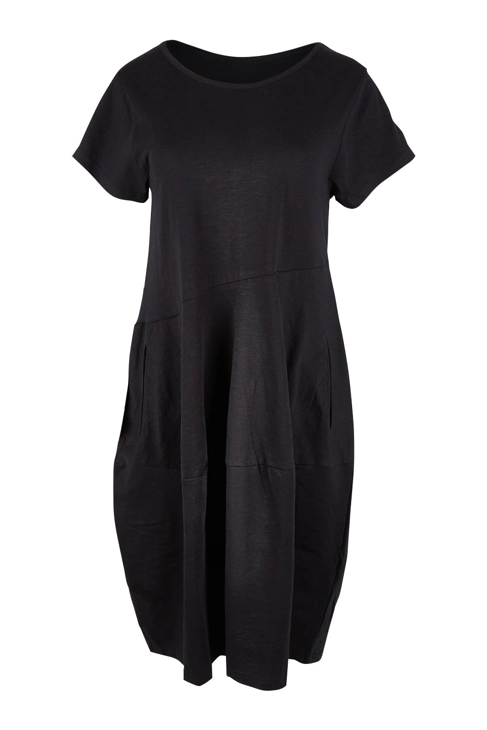 Product shot of the Essentials Organic Cotton Bubble Dress in colour Black (Black), from the front