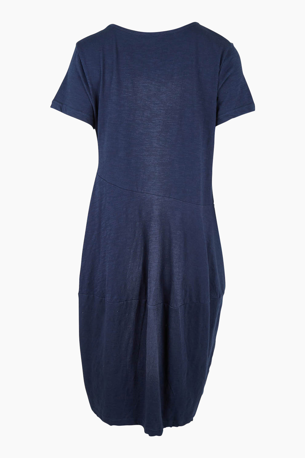Product shot of the Essentials Organic Cotton Bubble Dress in colour Navy (Blue), from the back