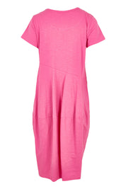 Product shot of the Essentials Organic Cotton Bubble Dress in colour Pink (Pink), from the back